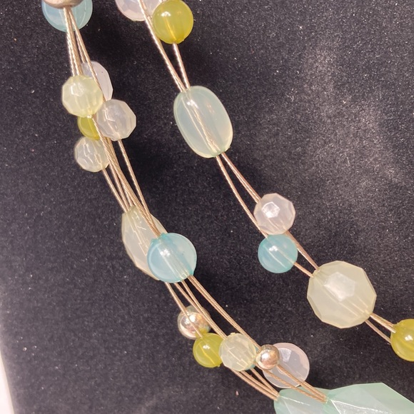 Light Pale Blue Green Beaded Necklace 18" 3" Extender - Picture 9 of 12
